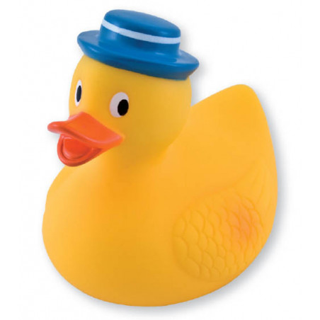 Canard de bain avec chapeau bleu